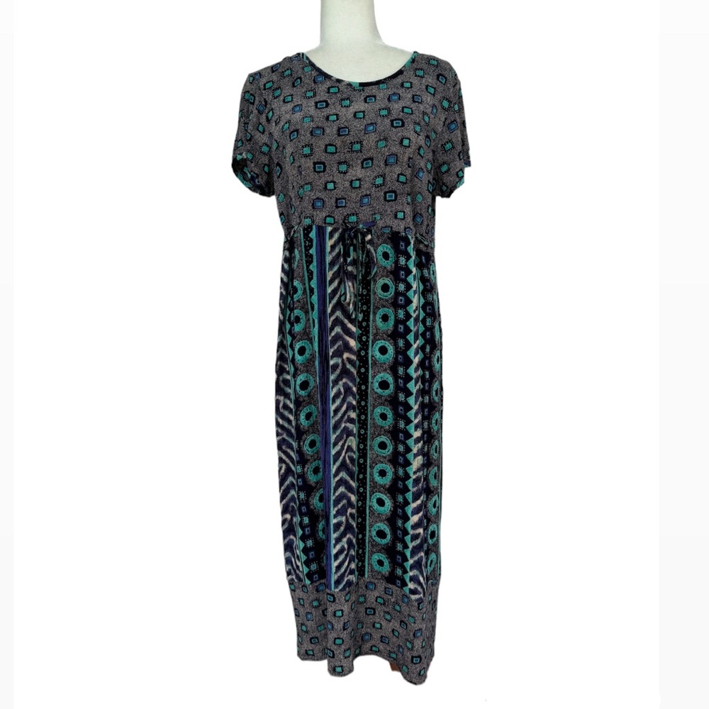 Vintage Aviva USA Midi Short Sleeve Dress Geometric